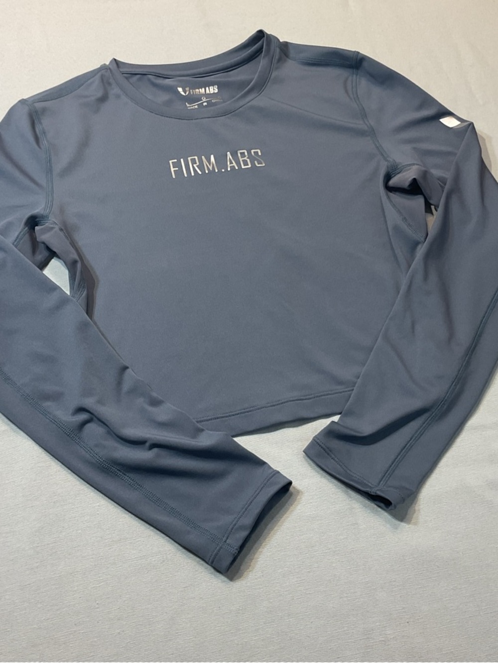Firm Abs Long-Sleeve Grey/Purple Athletic Cropped Top Size L Workout Gym